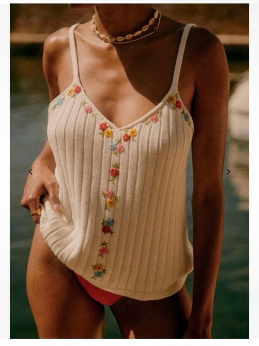 NWT Sézane Ania knit embroidered tank